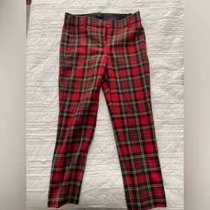 J crew slim crop Cameron pant in red tartan size 6